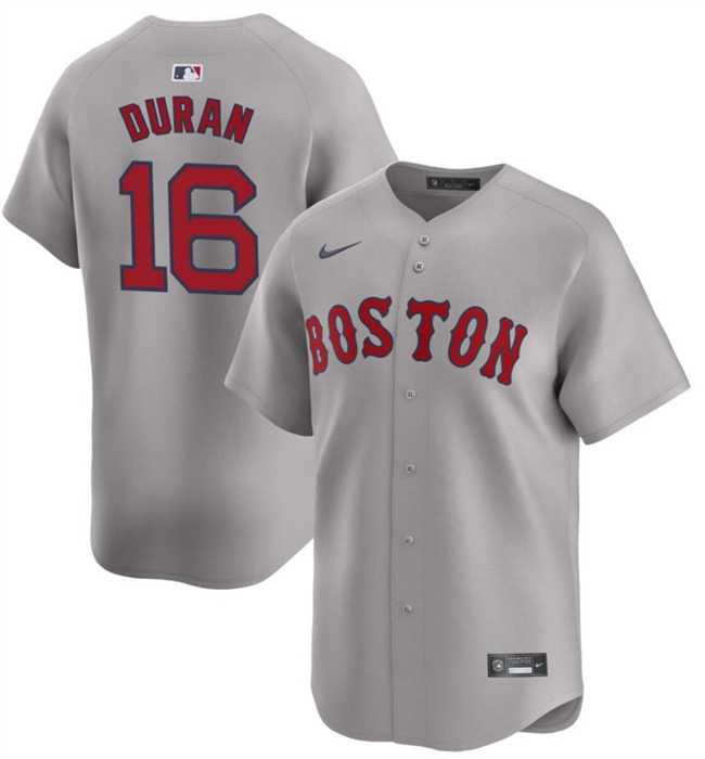 Men%27s Boston Red Sox #16 Jarren Duran Gray 2024 Away Limited Stitched Baseball Jersey Dzhi